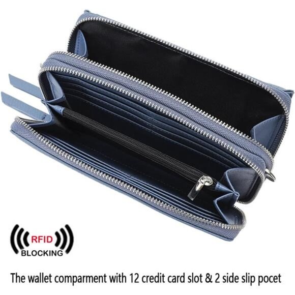 Vegan Leather Crossbody Wallet Purse RFID Small Wristlet Phone Pocket Bag Women - Picture 3 of 7